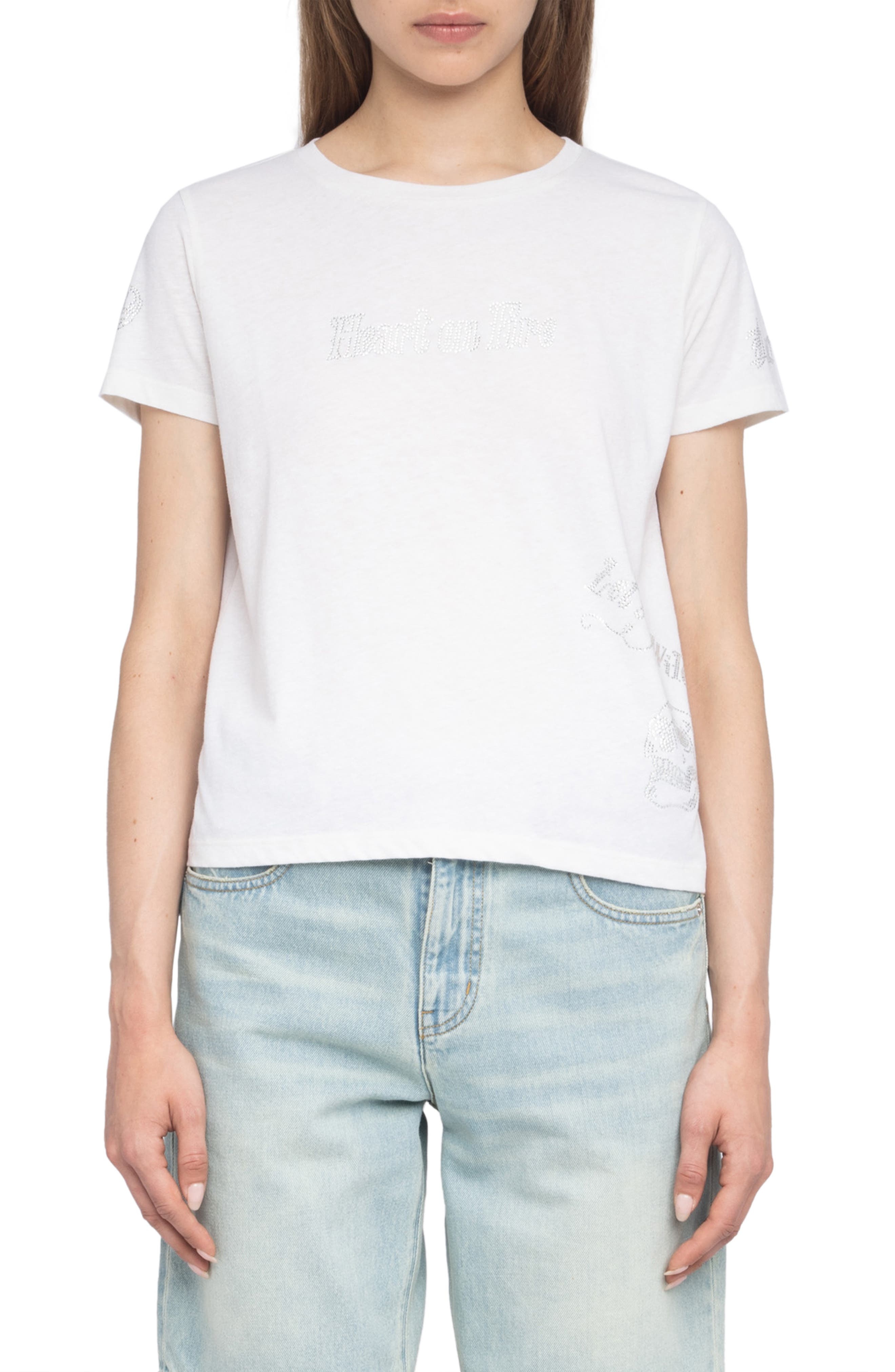 Zadig & Voltaire Alys Multicusto Strass Rhinestone Graphic T-Shirt in Judo at Nordstrom - 1