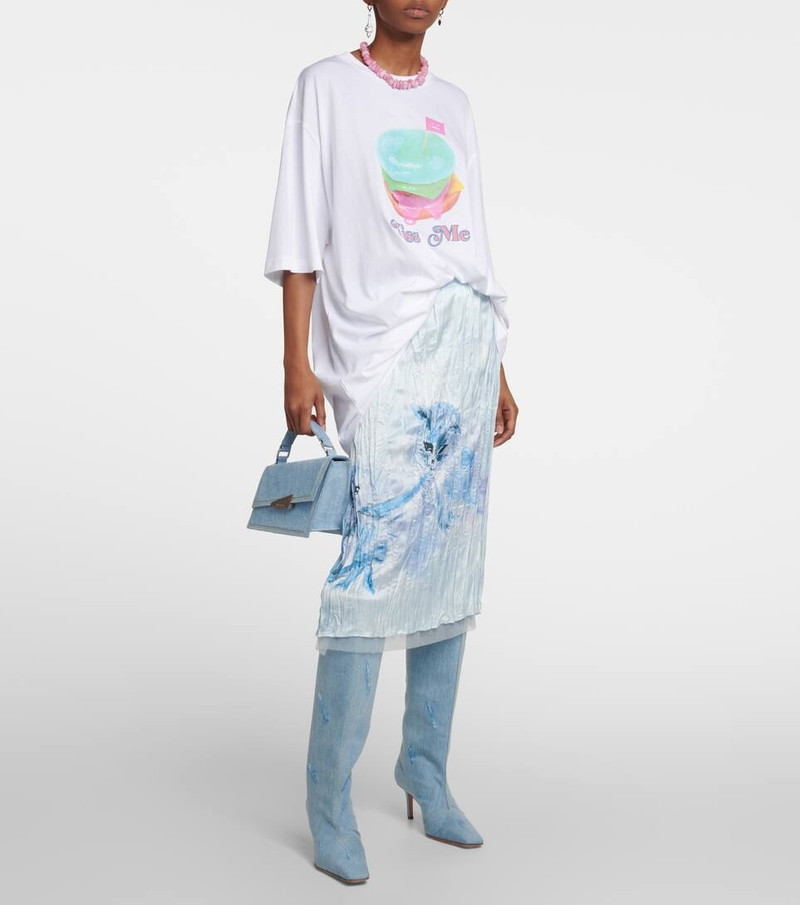 Acne Studios Distressed denim knee-high boots outlook