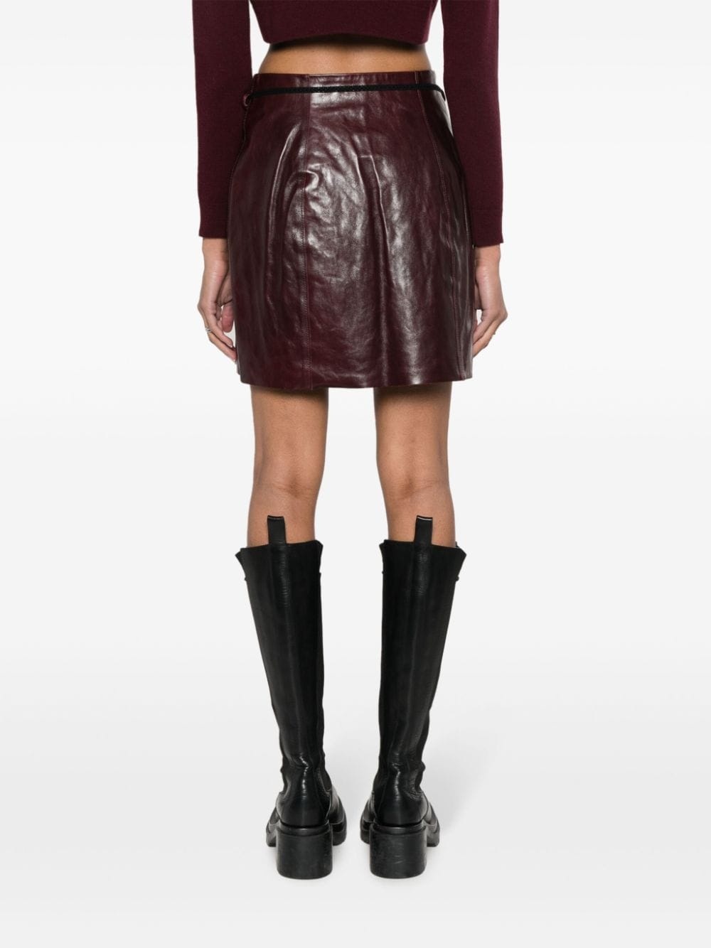 wrap leather miniskirt - 4