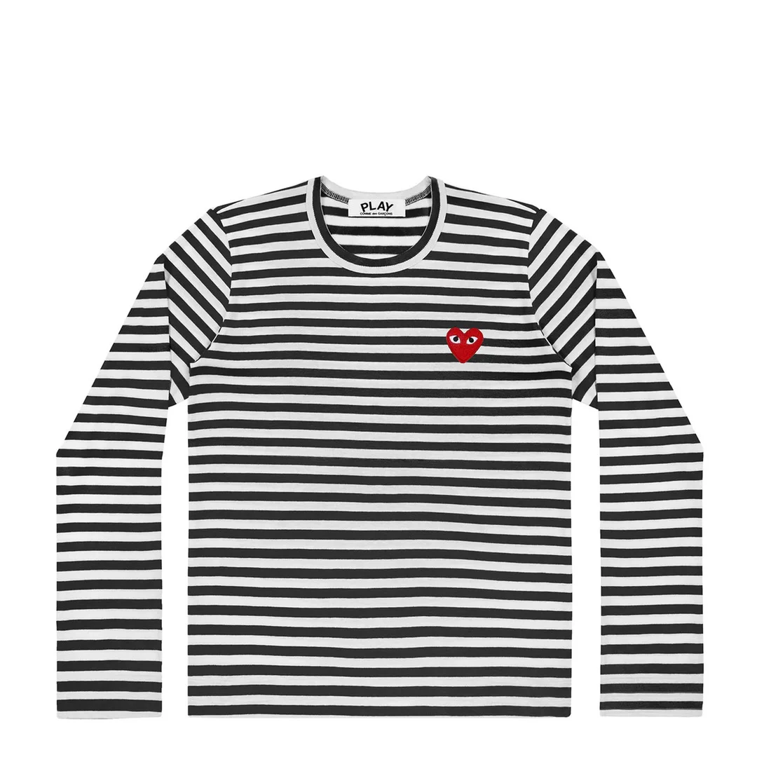 Long Sleeve Stripes With Red Emblem Tee Unisex - 1