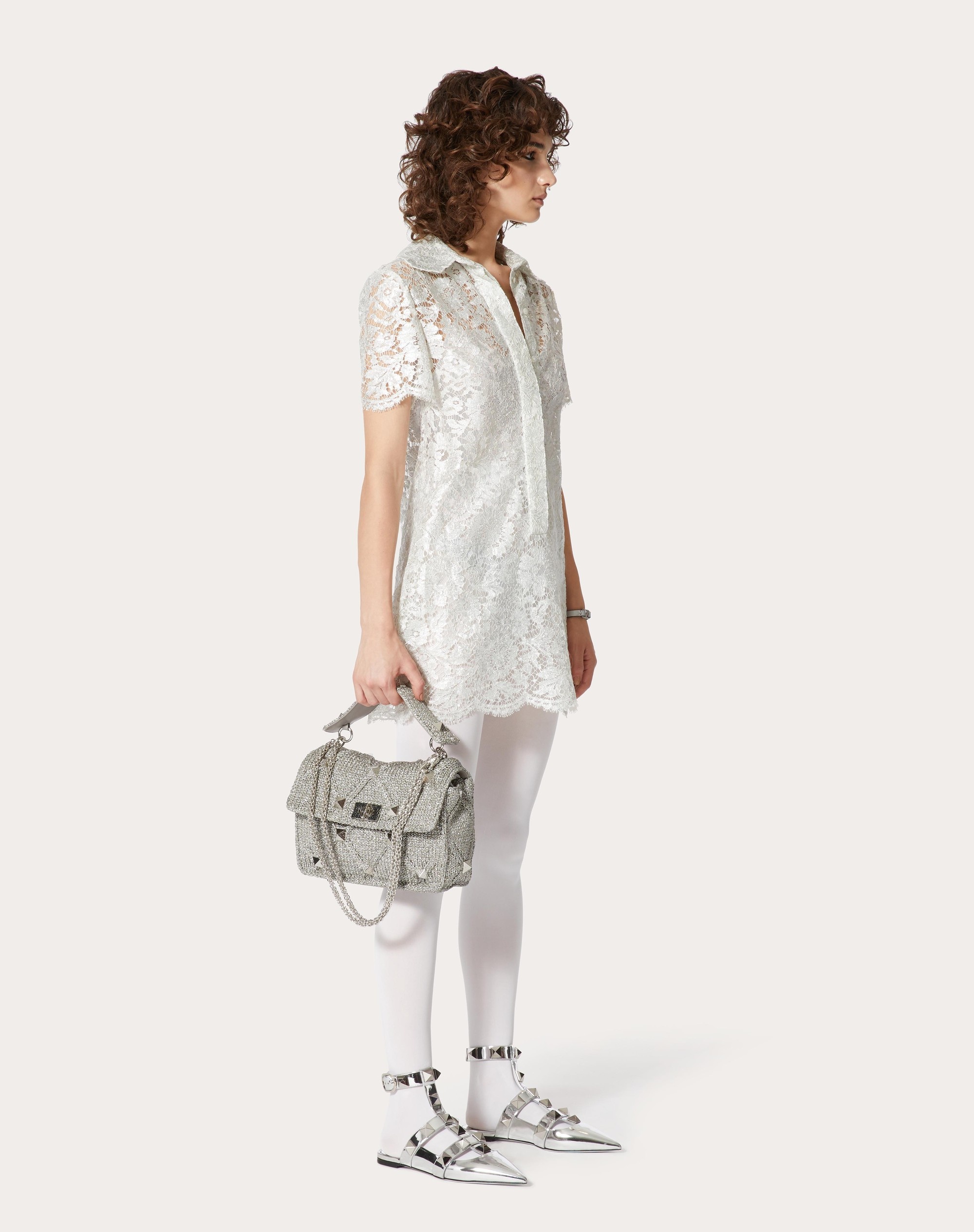SILVER HEAVY LACE DRESS - 2