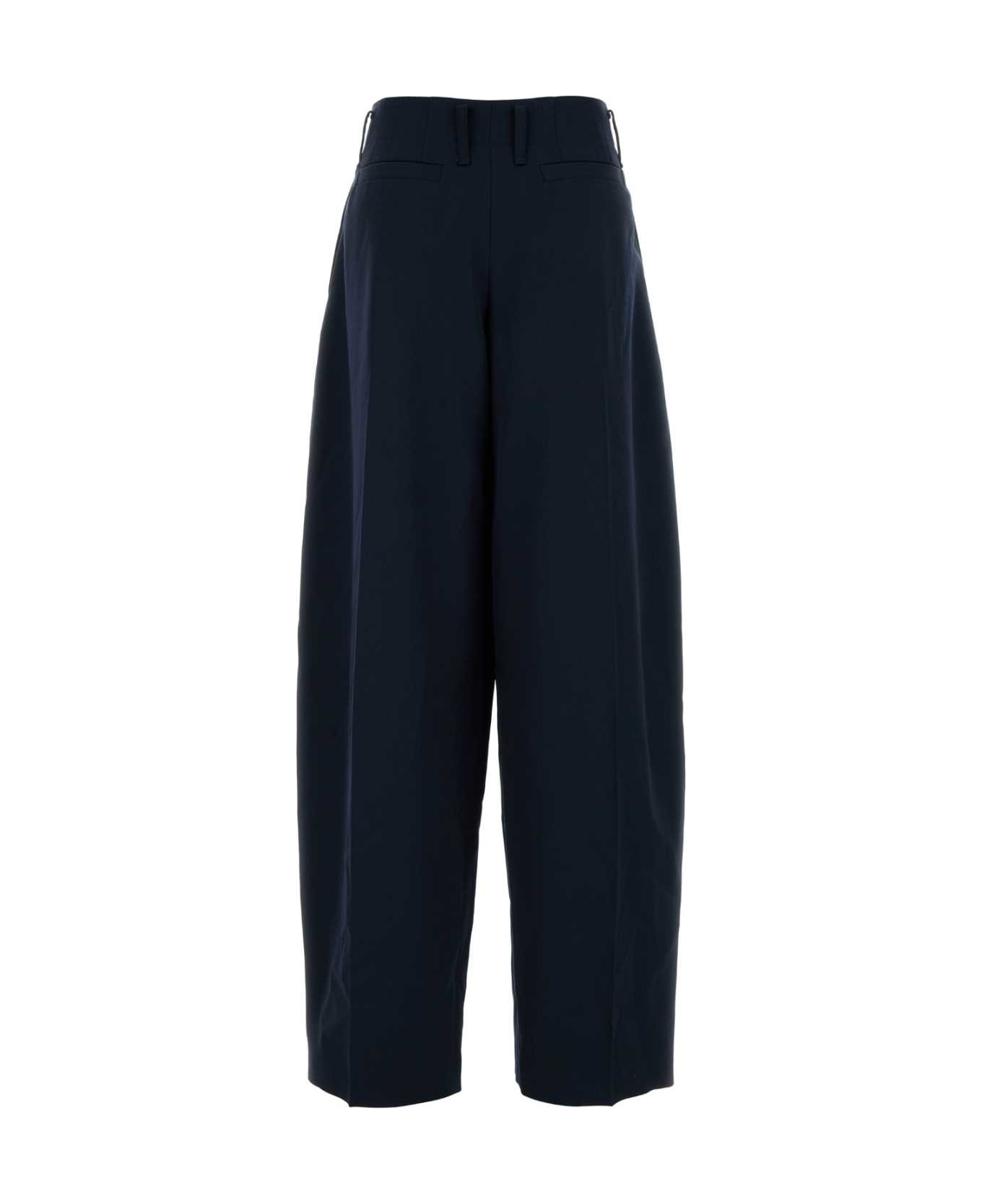 Navy Blue Wool Wide-leg Pant - 2