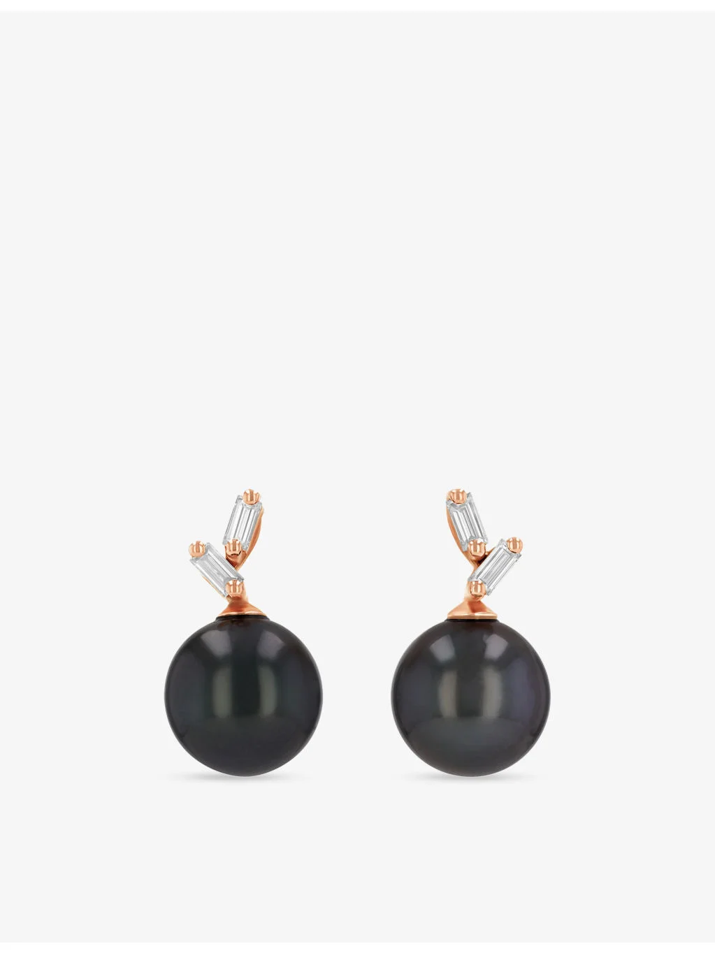 Pearl 18ct Rose-Gold And 0.45ct Diamond Earrings - 1