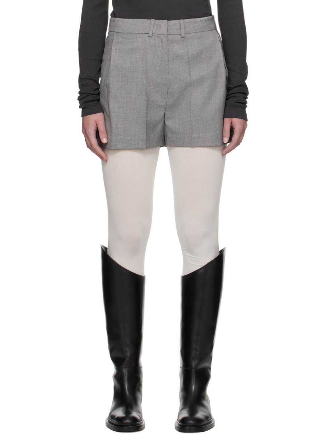 Gray Twill Shorts - 1