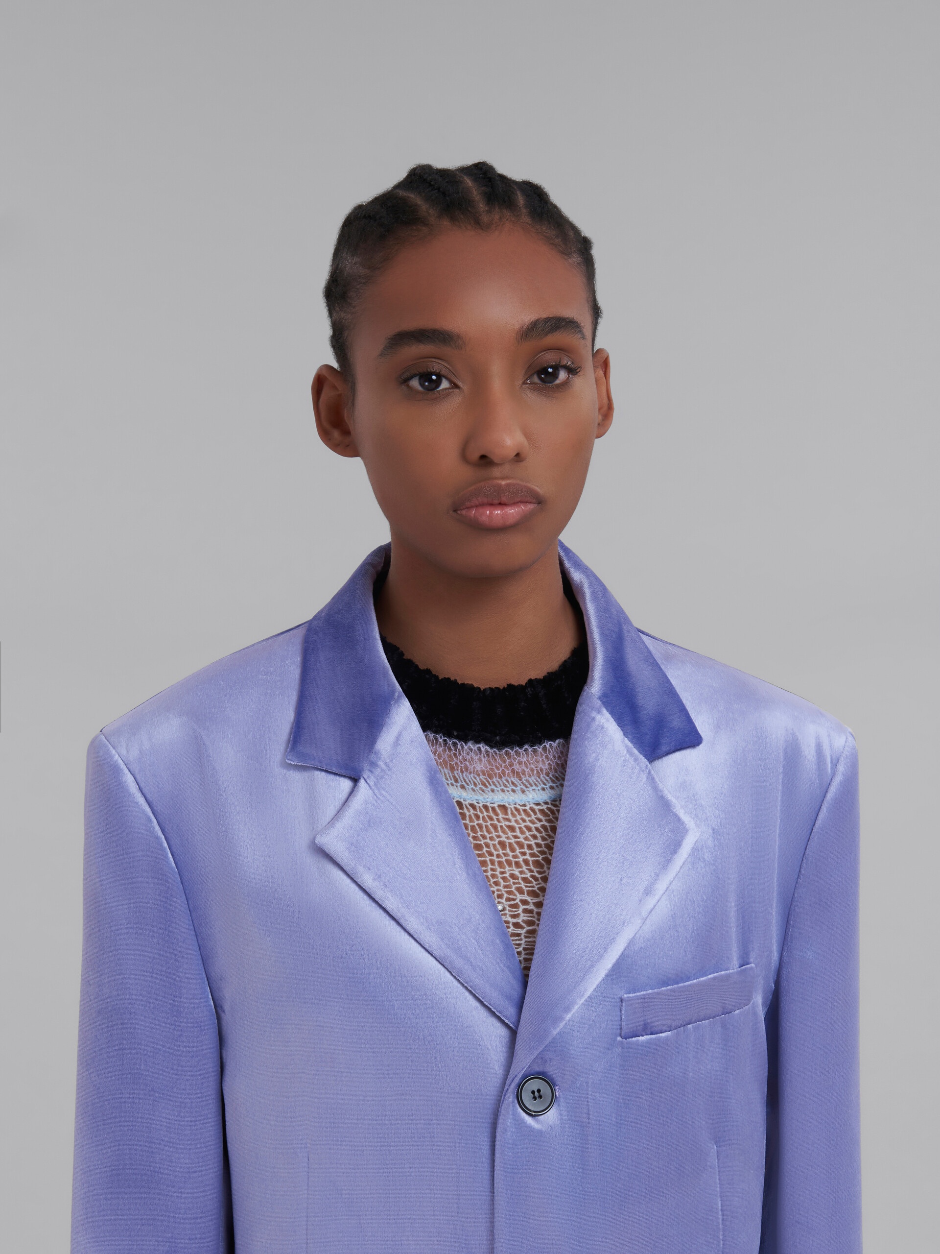 LILAC SINGLE-BREASTED VELVET BLAZER - 4