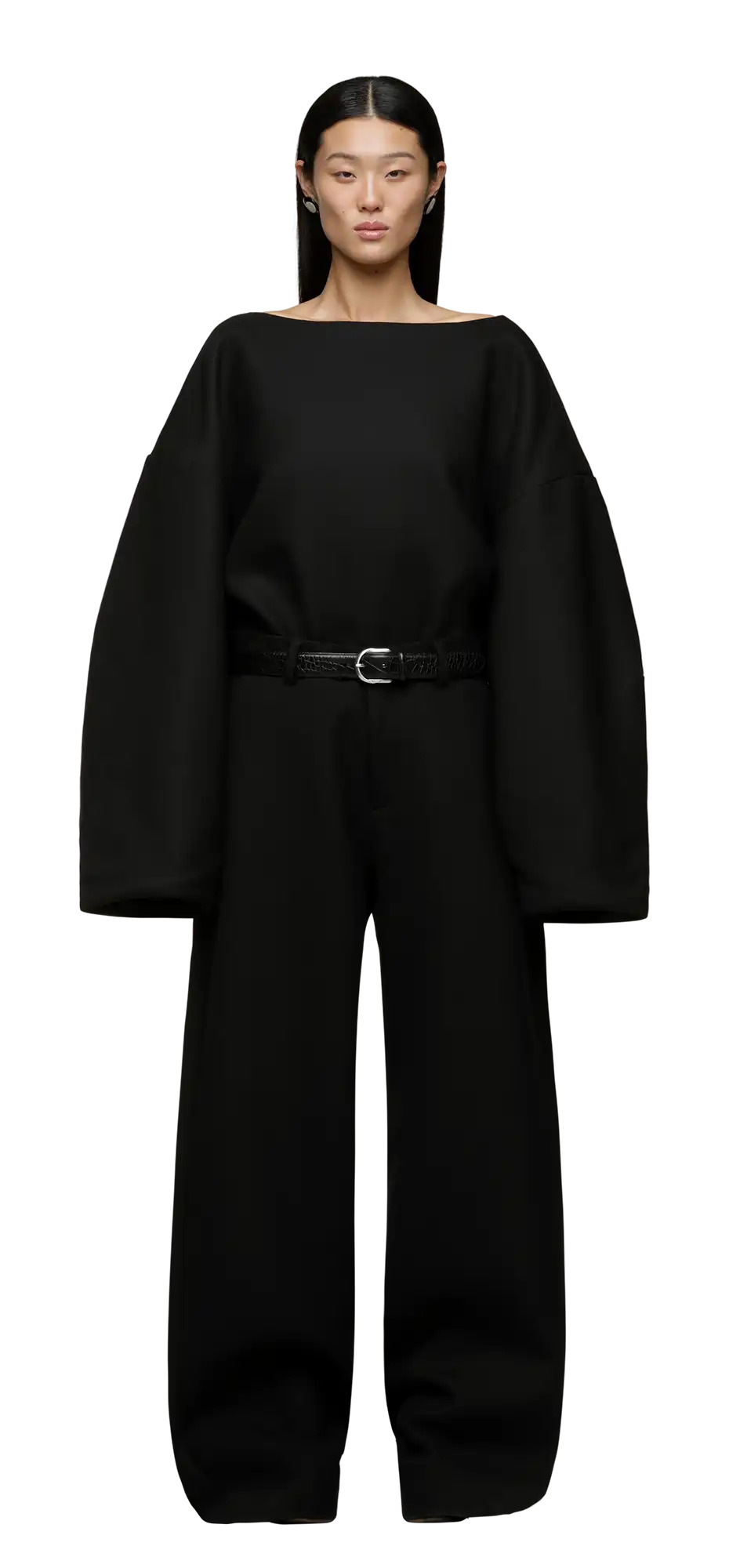BOAT NECK JUMPER BLACK WOOL - 3