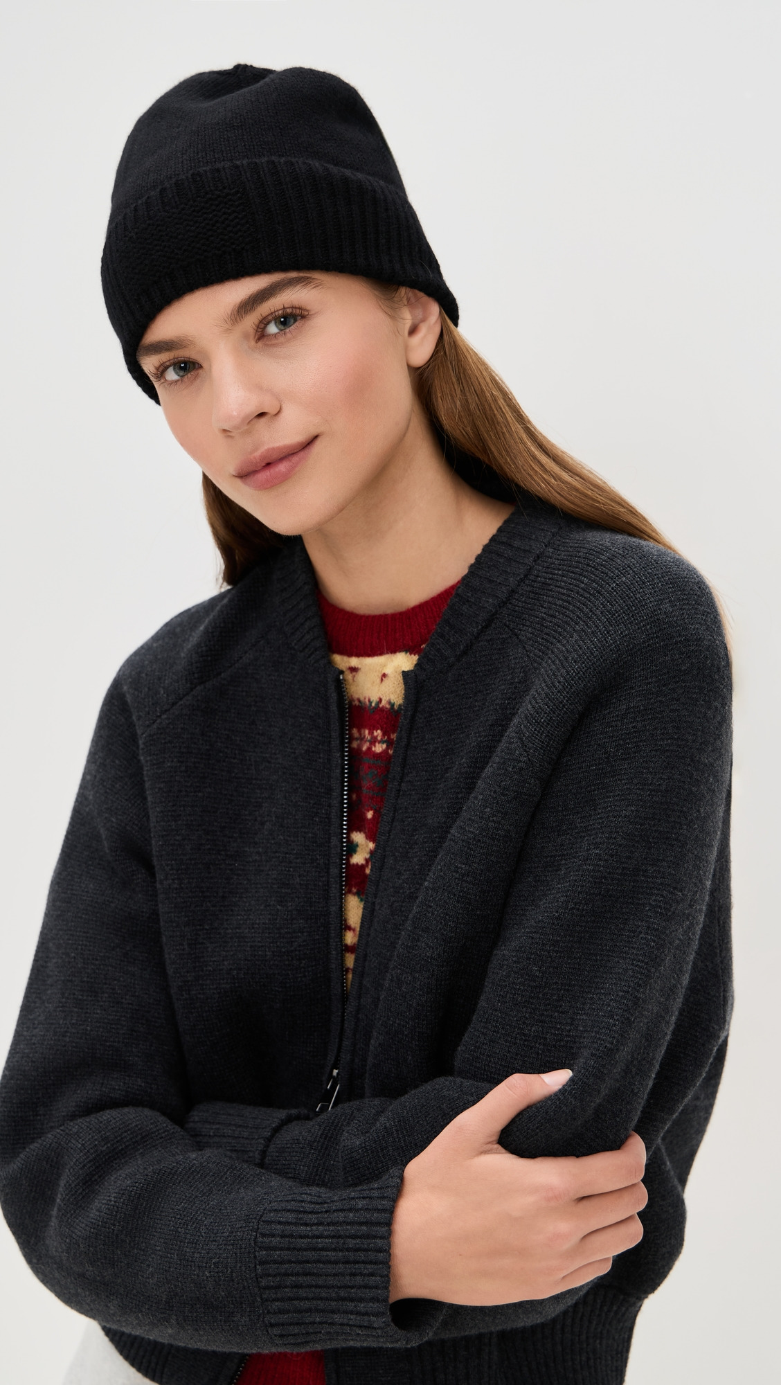 Cashmere Rib Cuff Beanie - 2