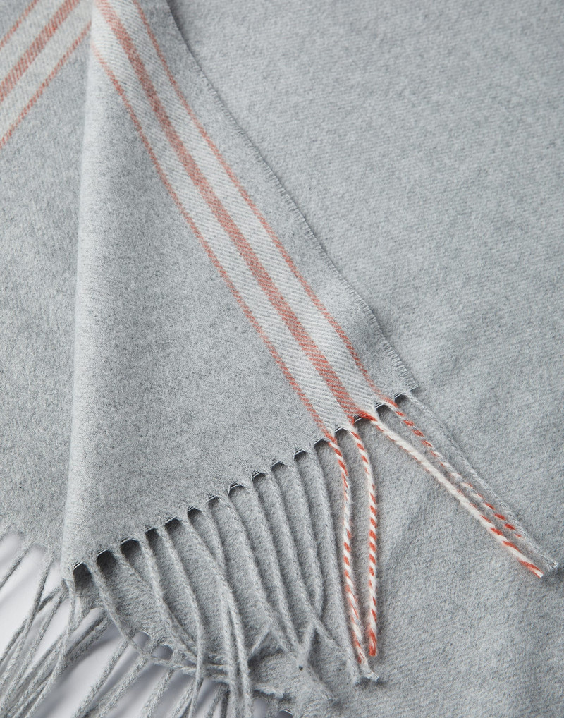 Silk scarf with striped edge and long fringe 3