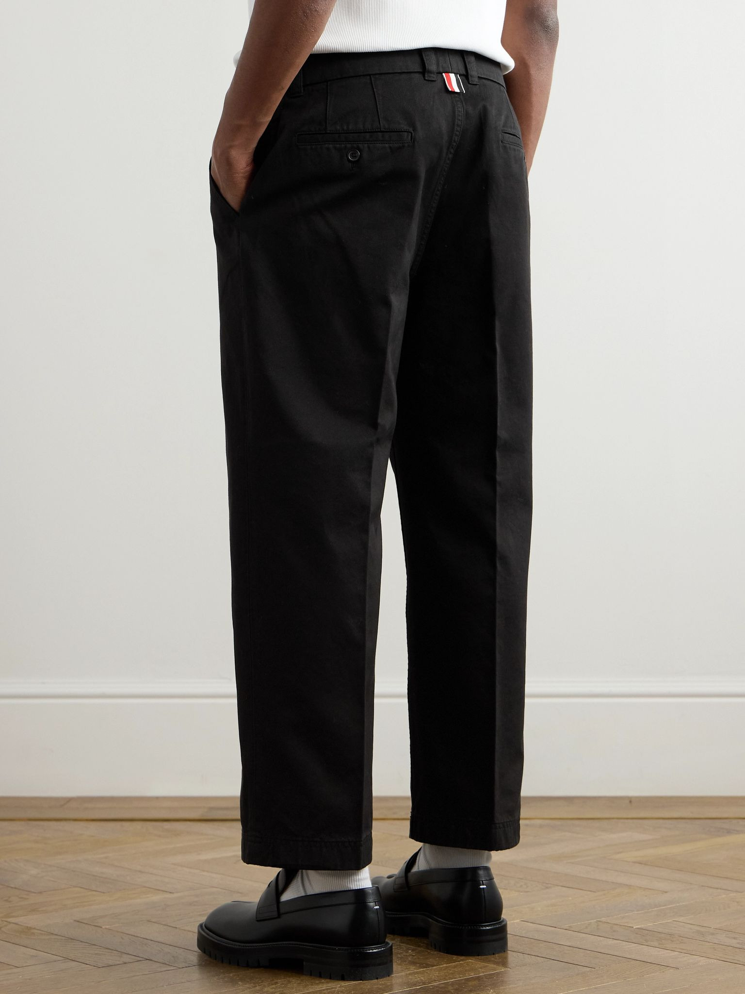 Utility Tapered Garment-Dyed Cotton-Twill Trousers Black - 4