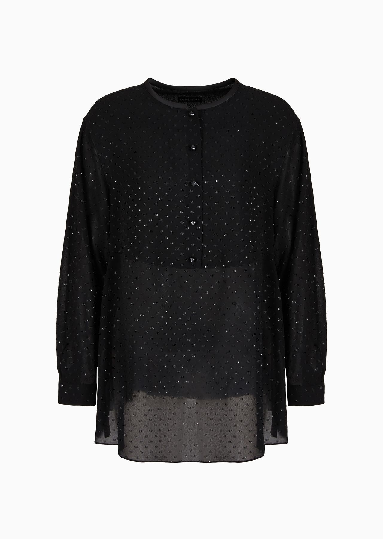 ASV Henley blouse in viscose fil coupé with all-over lurex polka dots - 1