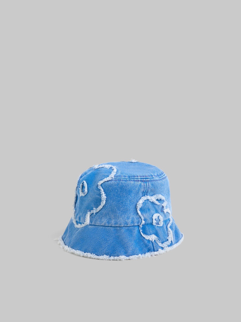 LIGHT BLUE DENIM BUCKET HAT WITH DILLIES PATCH DETAILS - 3