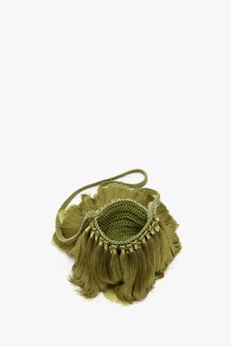 Mini Tassel Pouch in Olive Green 2