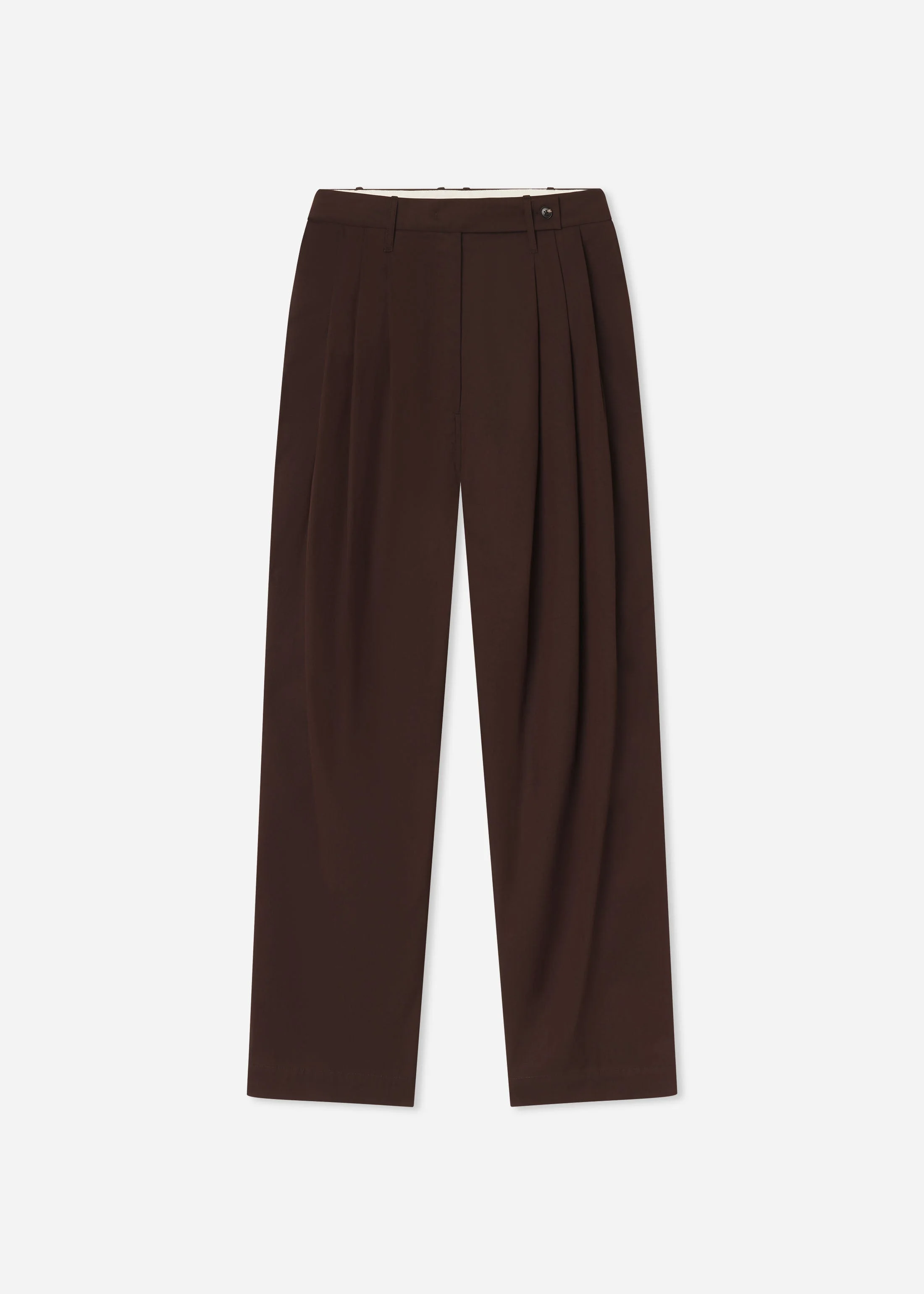Wide Leg Pleated Pants in Cotton Twill - 1