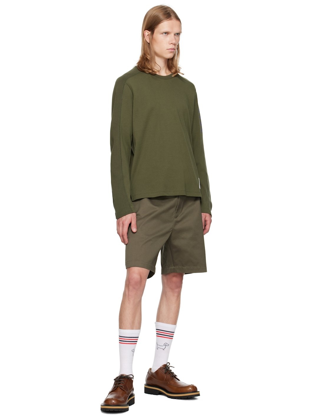 Khaki 4-Bar Long Sleeve T-Shirt - 4