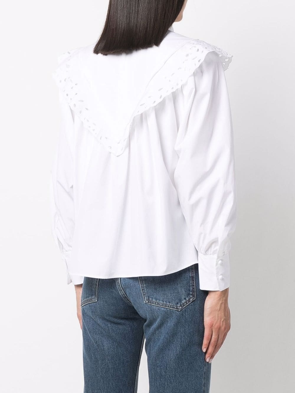 high-neck broderie anglaise blouse - 4