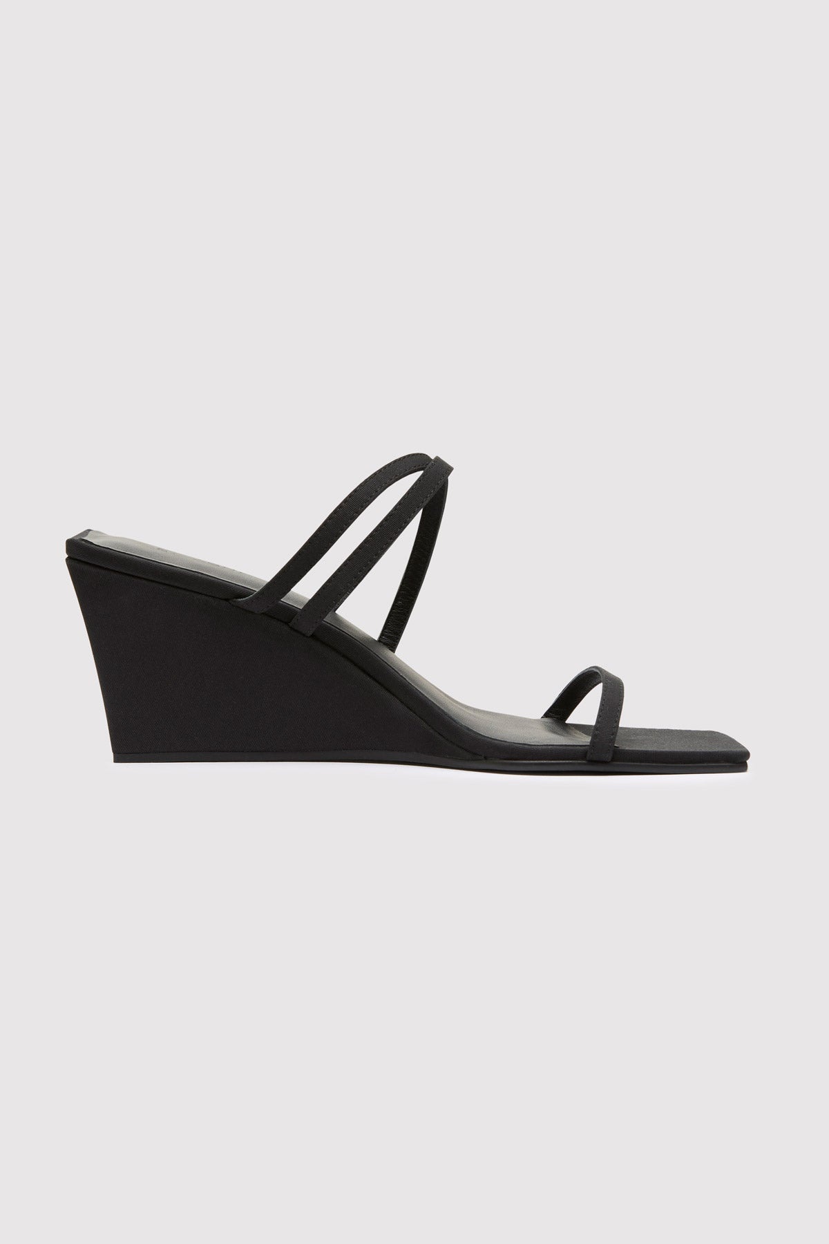 Cross Strap Wedge - Black - 1