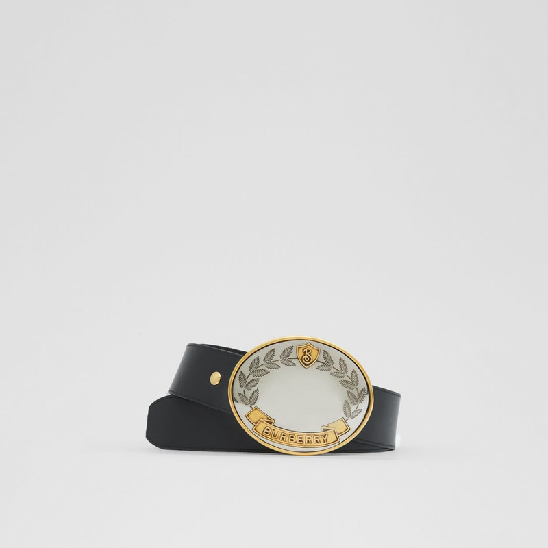 Oak Leaf Crest Leather Belt - 1