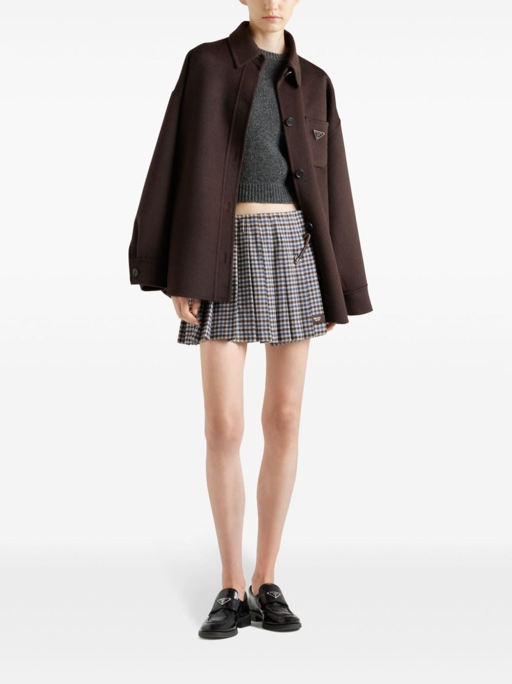 checked wool mini skirt - 2