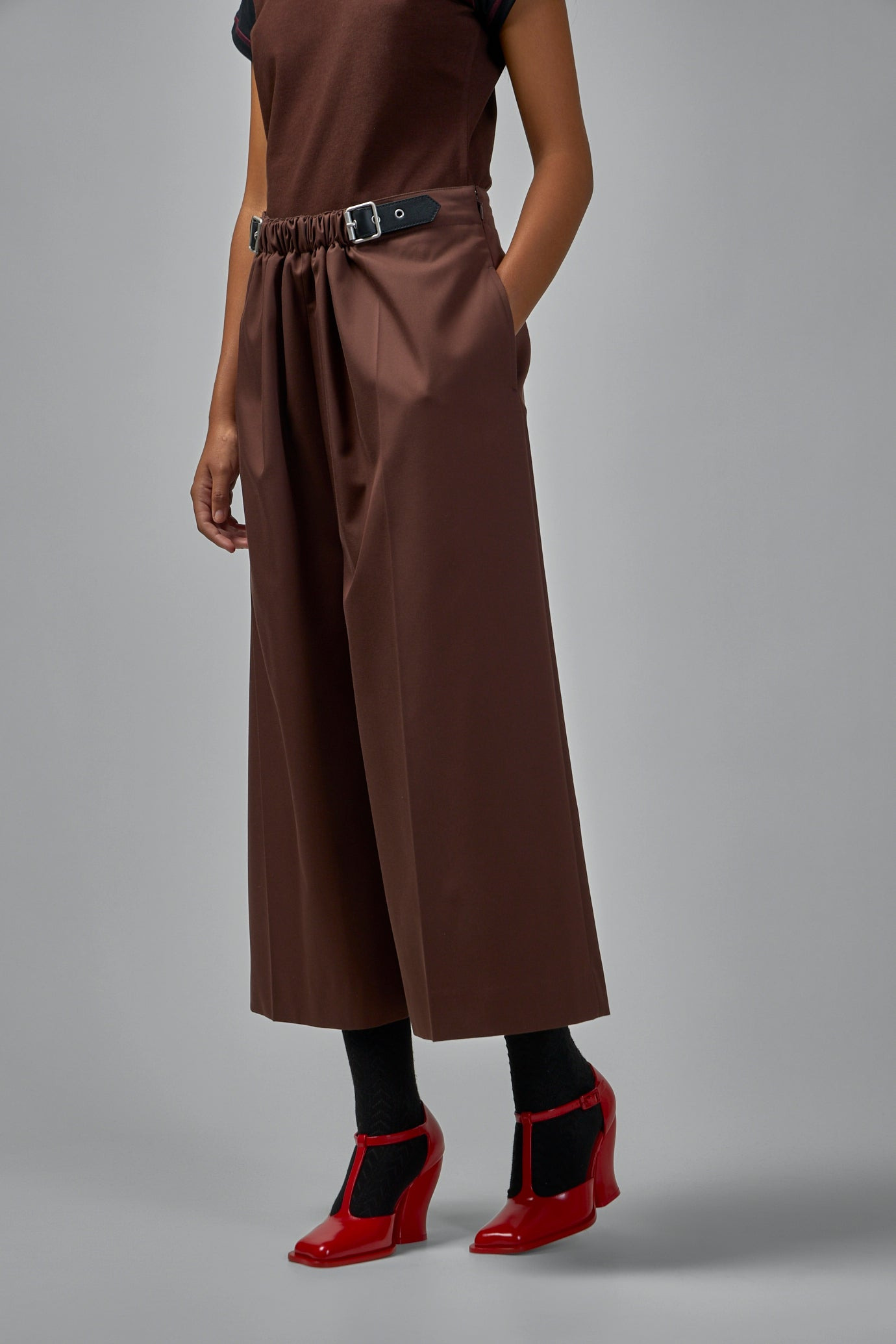 Cropped Belted Trousers - 3