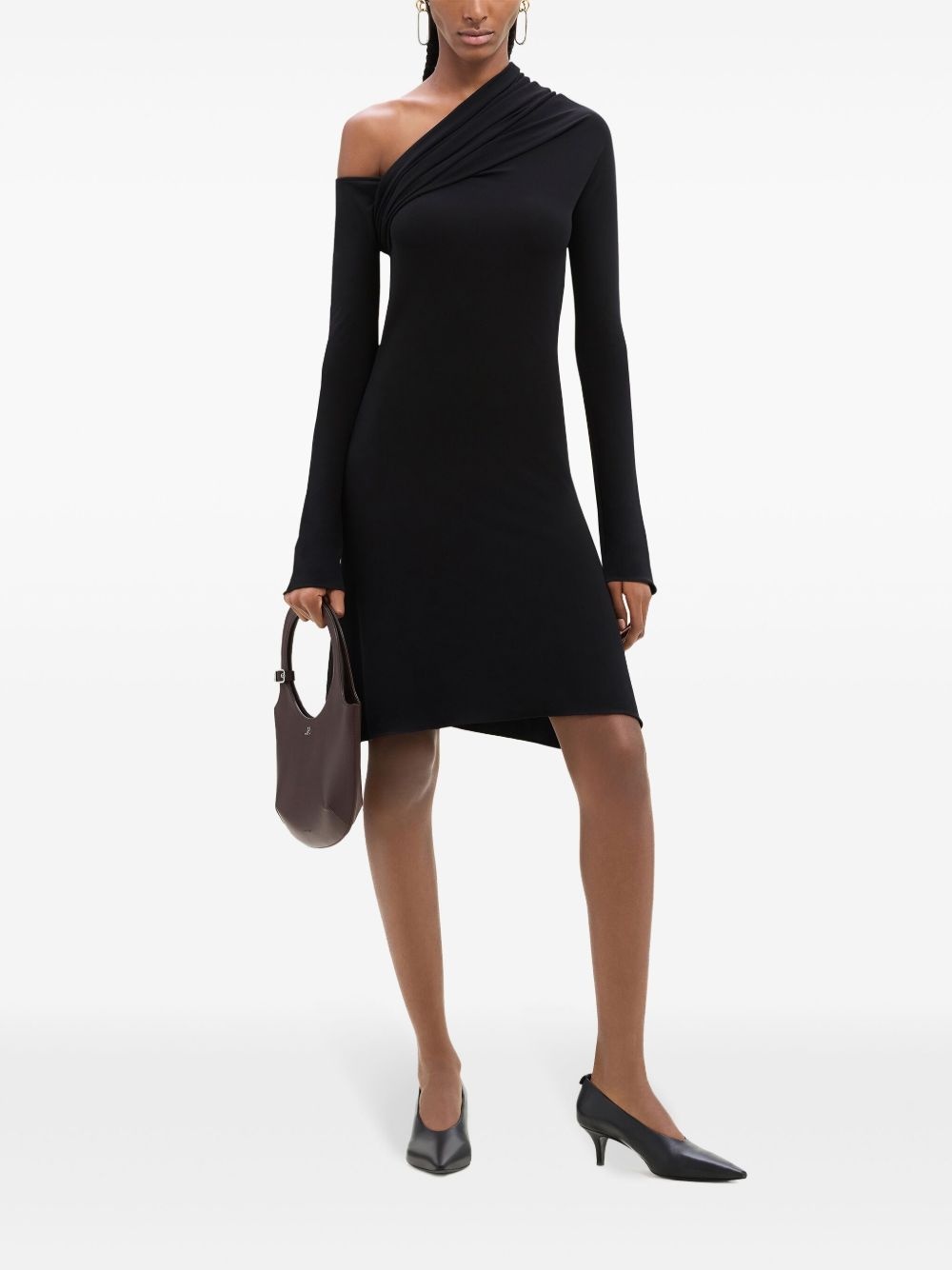 asymmetric twist crepe mini dress - 2