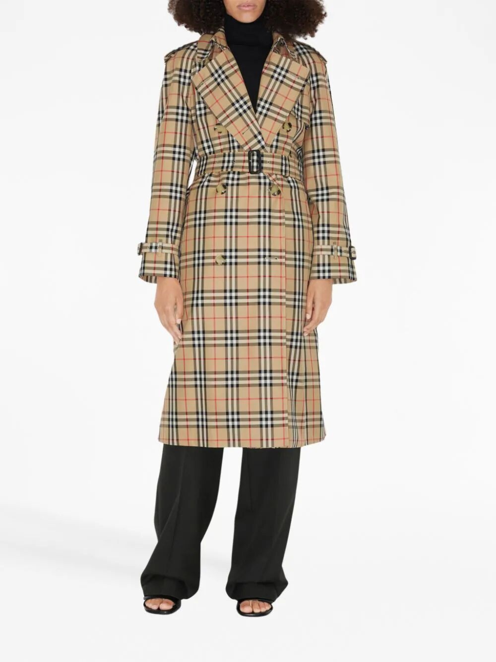 【関税&送料込】Burberry Mantella In Gabardine Burberry Long Check Collar Gabardine Trench Coat in Honey