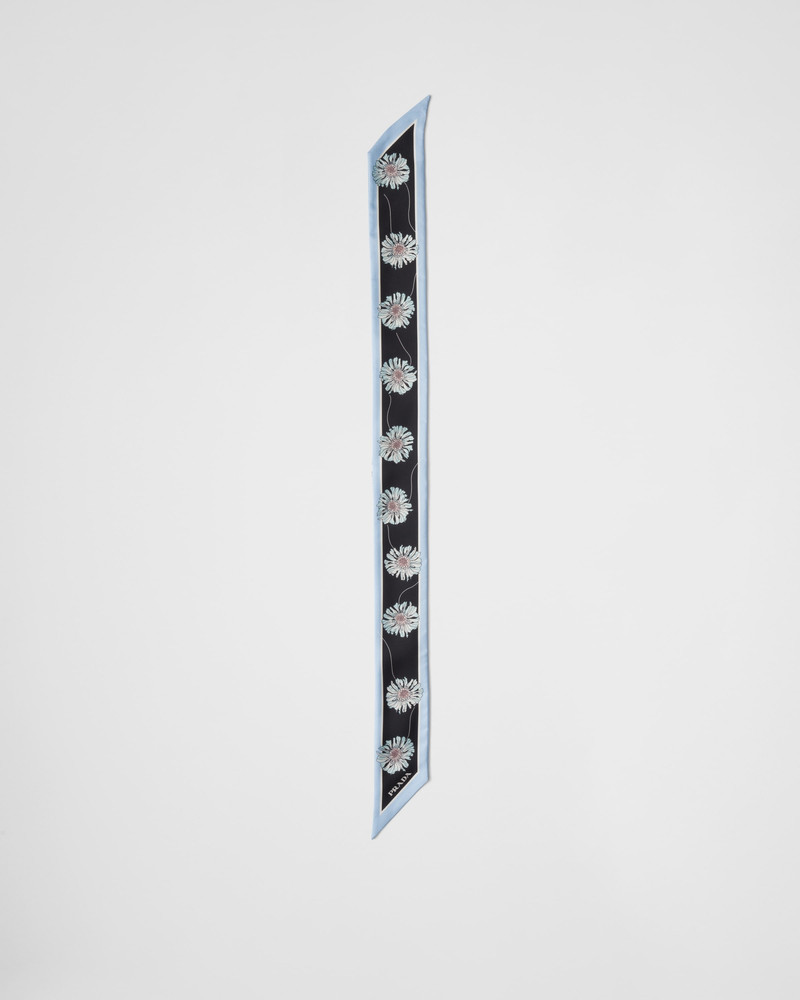 Printed silk twill skinny scarf 3