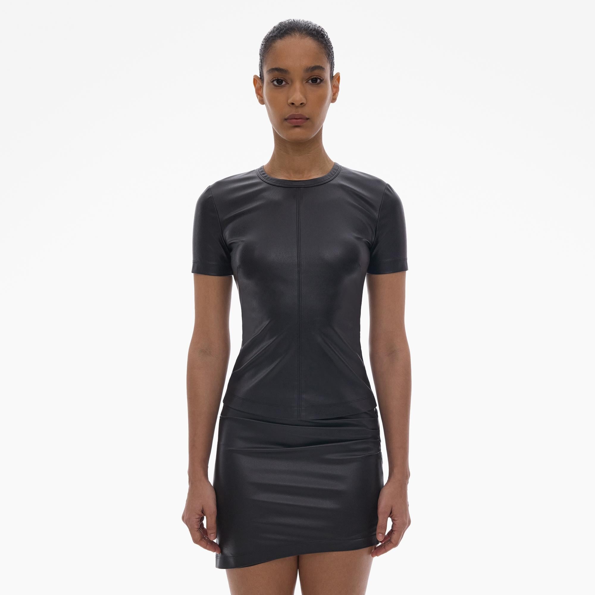 FAUX LEATHER TEE - 3