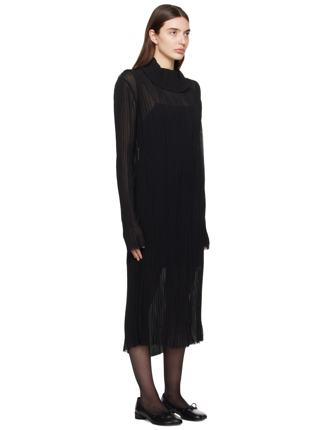 Black Sheer Midi Dress - 2