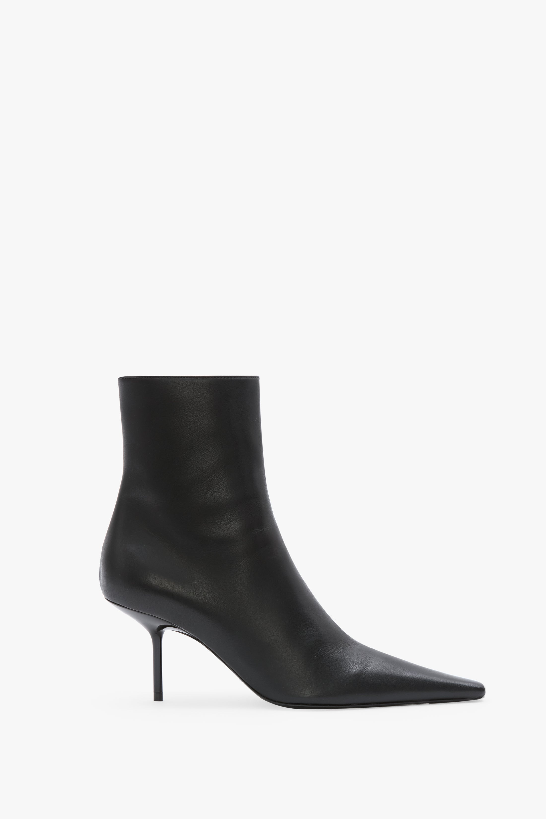 Sloan Stiletto Ankle Boot In Black Smooth Leather - 1