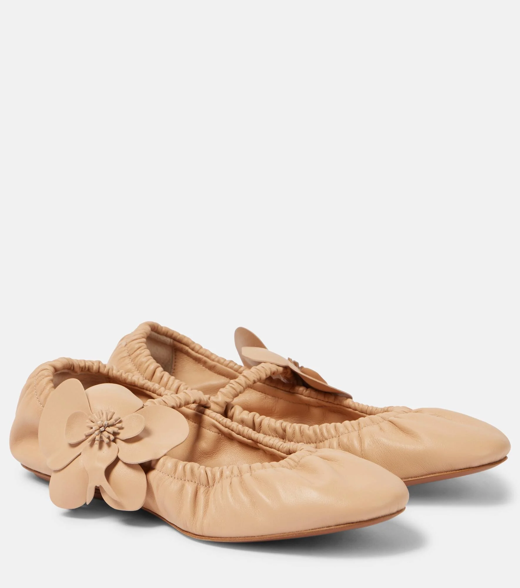 Orchid floral-appliqué leather Mary Jane flats - 1