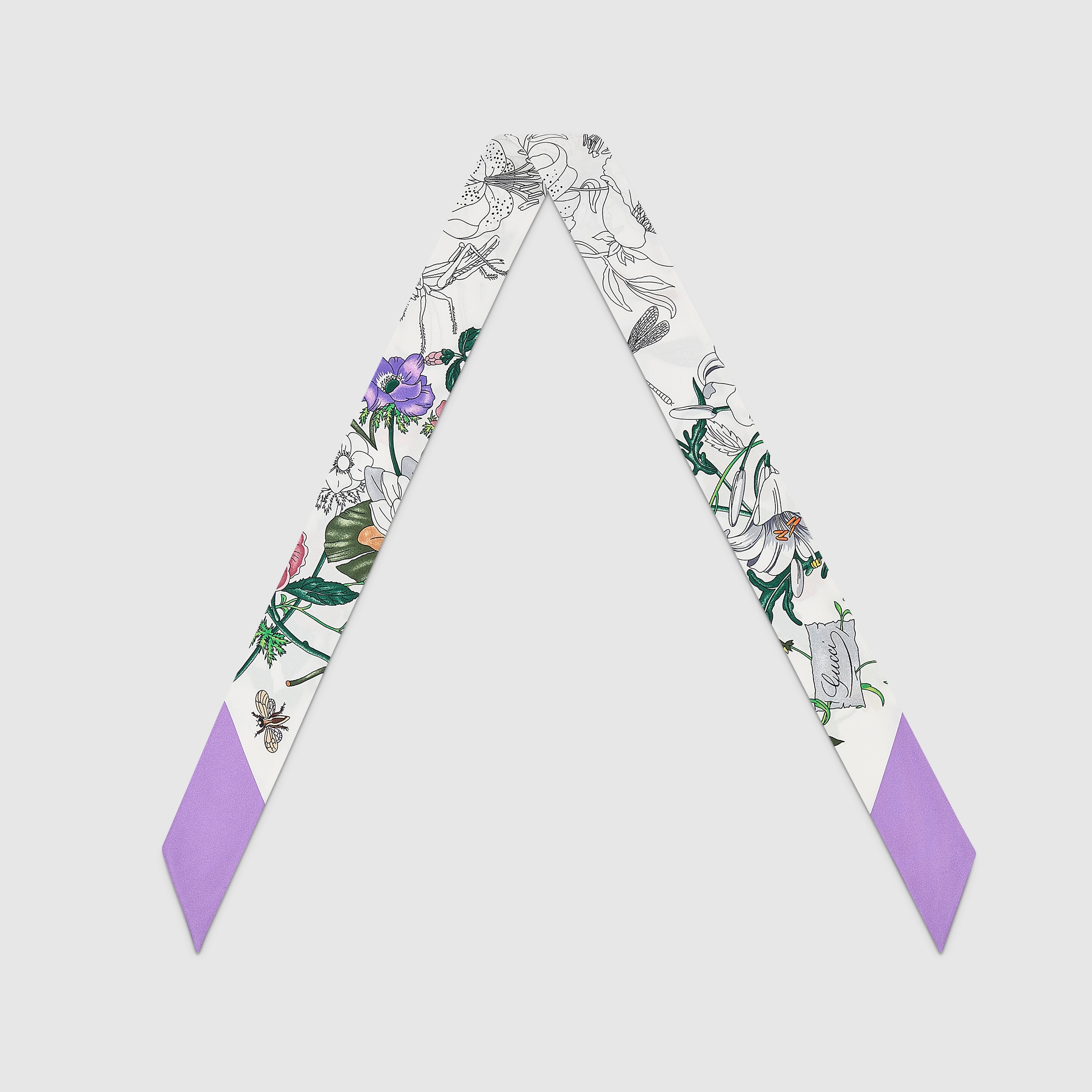 Printed silk twill neck bow - 2
