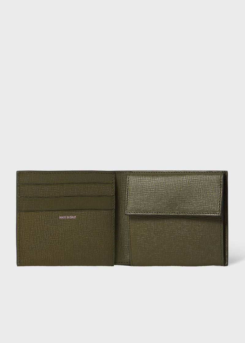 Green 'Floral Street' 곡물 가죽 빌 폴드 및 동전 지갑 3