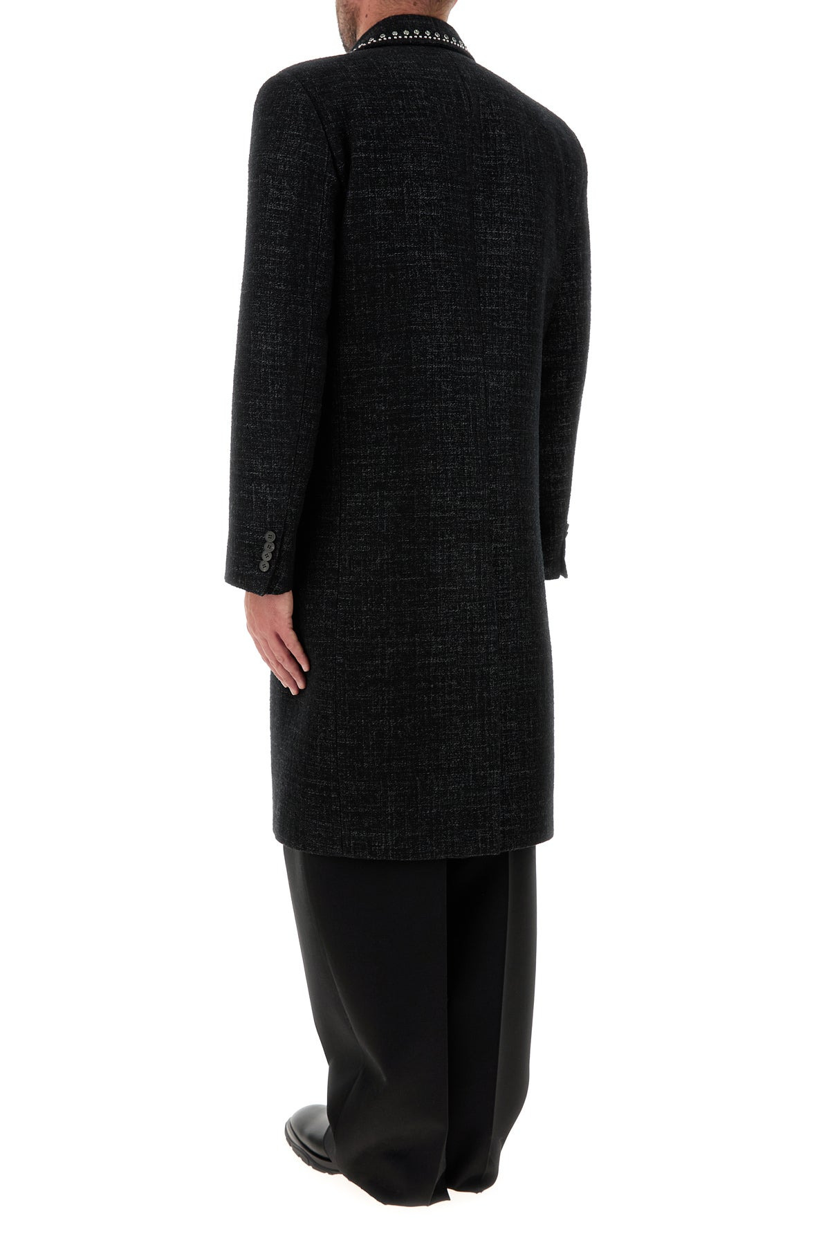 Melange black wool blend coat - 4