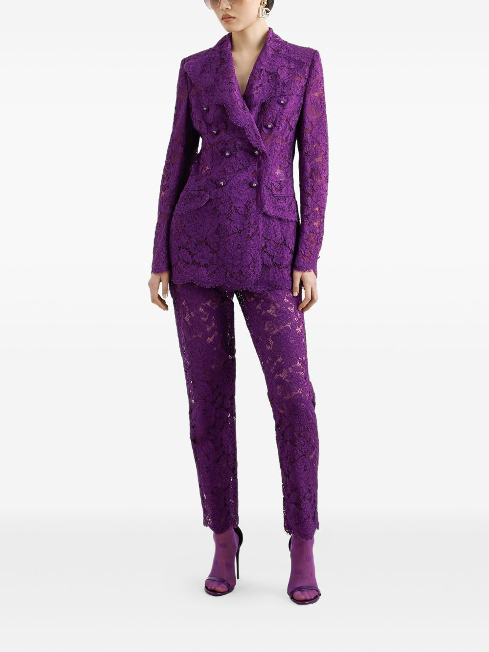 lace-detailing blazer - 2