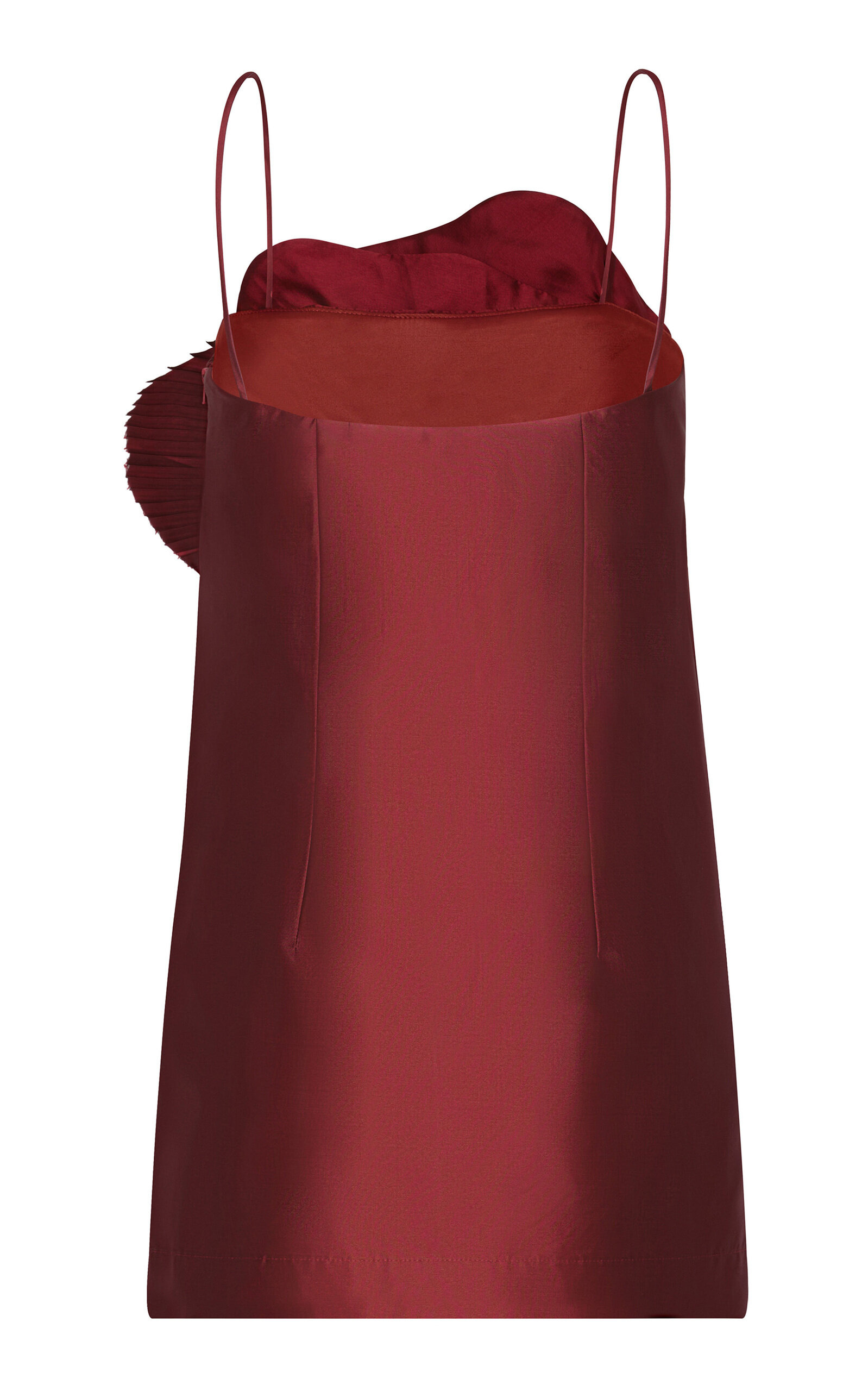 Noche De Ti Plissé-Embellished Taffeta Mini Dress burgundy - 3
