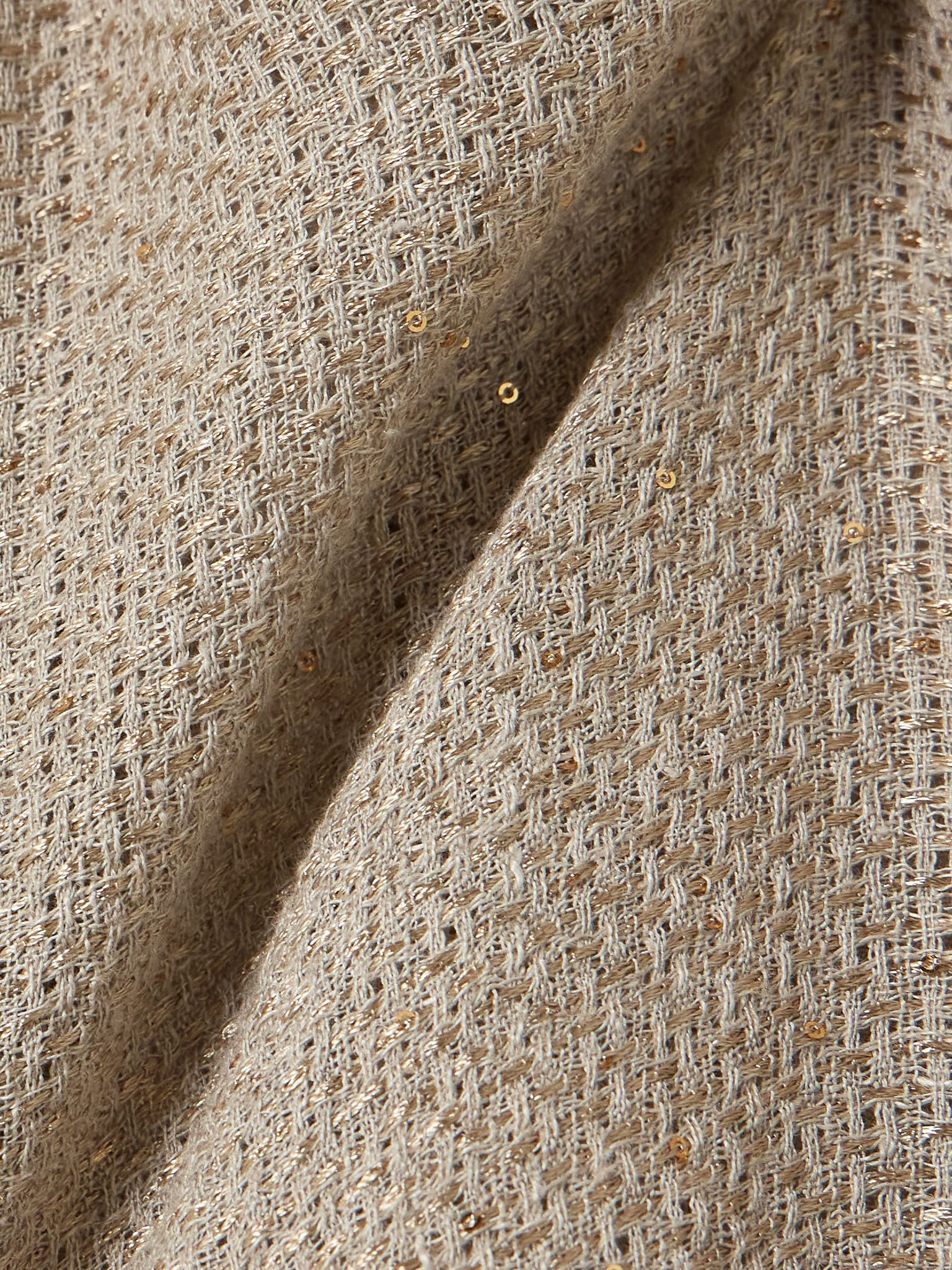 Stella sequin-embellished linen-blend gauze wide-leg pants Sand - 4
