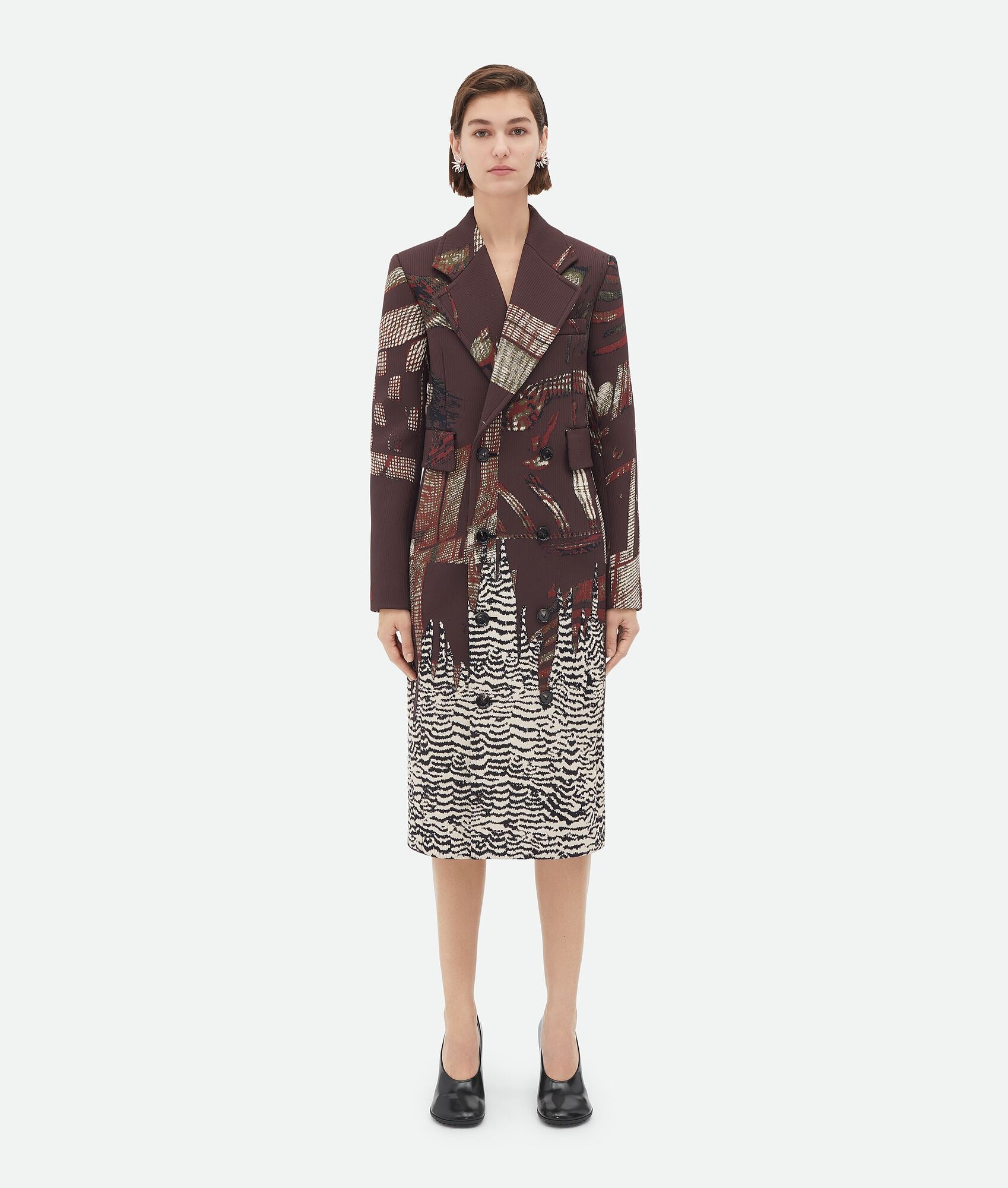 Slim Fit Graphic Viscose Jacquard Coat - 1