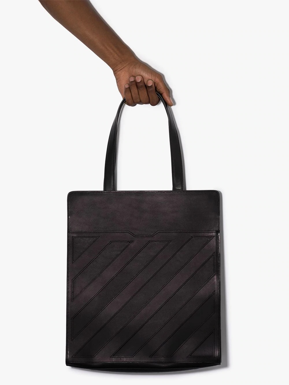 diagonal formal tote bag - 4