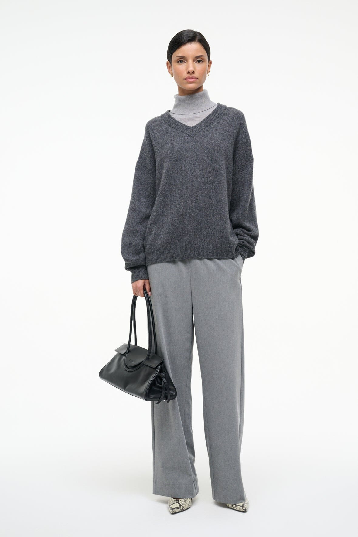STAUD DORIS CASHMERE SWEATER CHARCOAL - 5