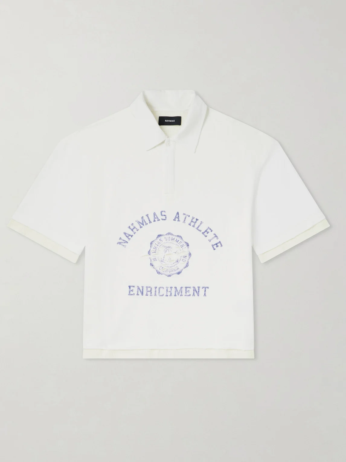 Destroyed Logo-Print Pointelle-Knit Cotton Polo Shirt - 1
