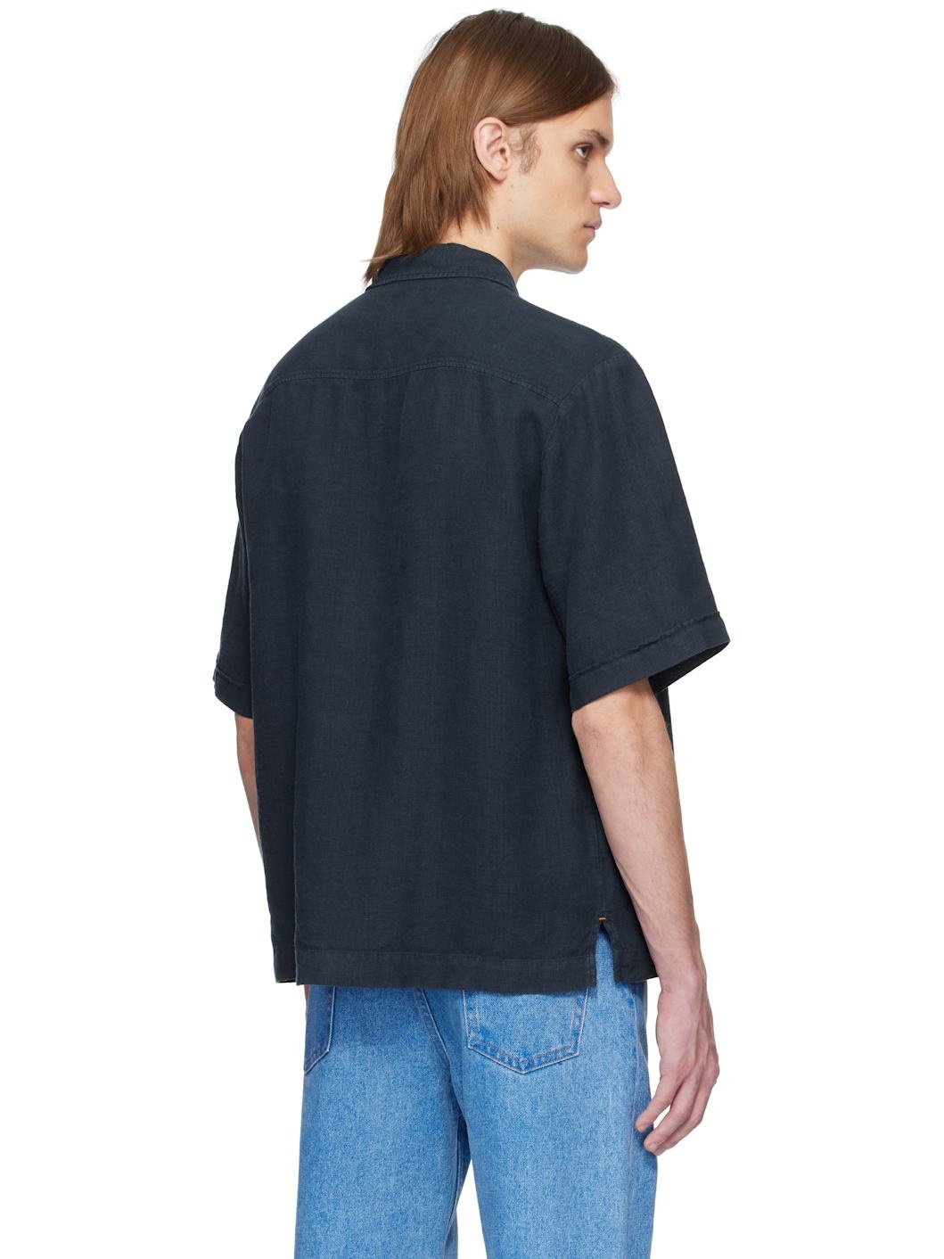 Navy Linen Shirt - 3