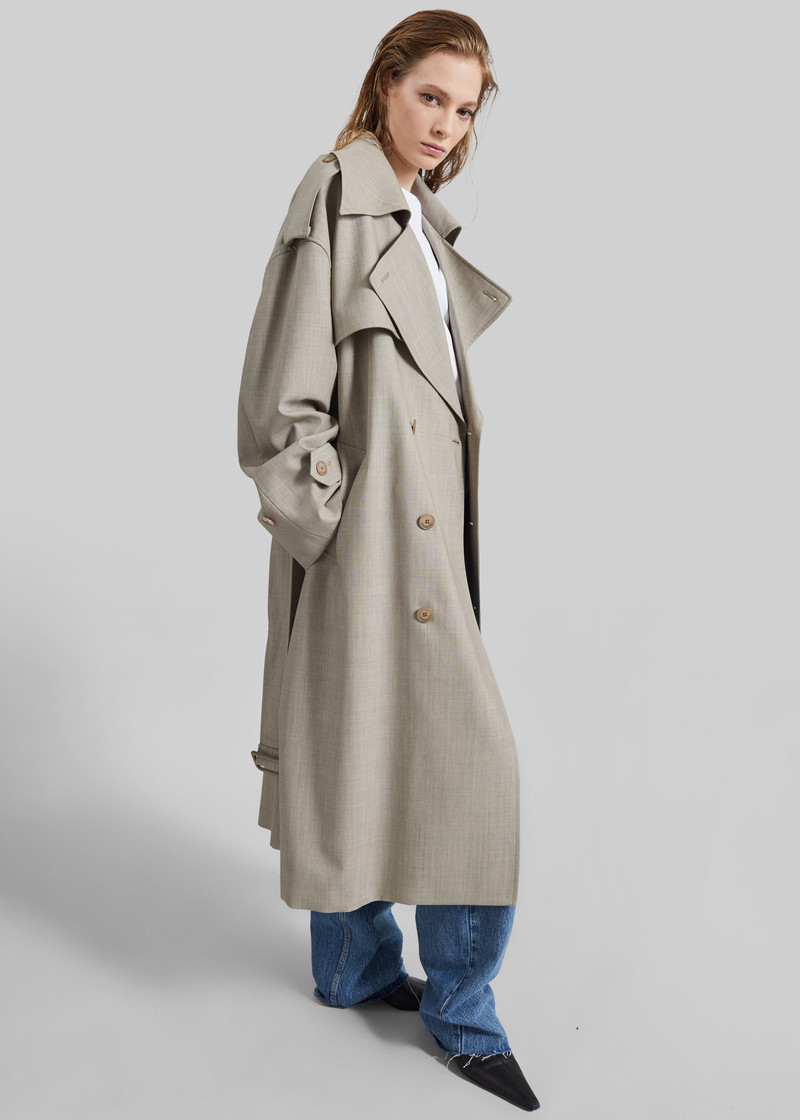 Dursley Oversized Trench Coat - Beige Melange 4