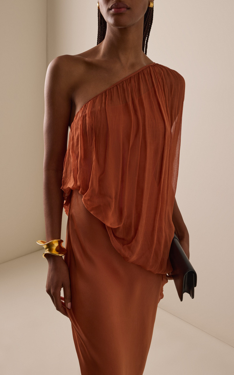Exclusive Solstice One-Shoulder Satin Maxi Dress 3
