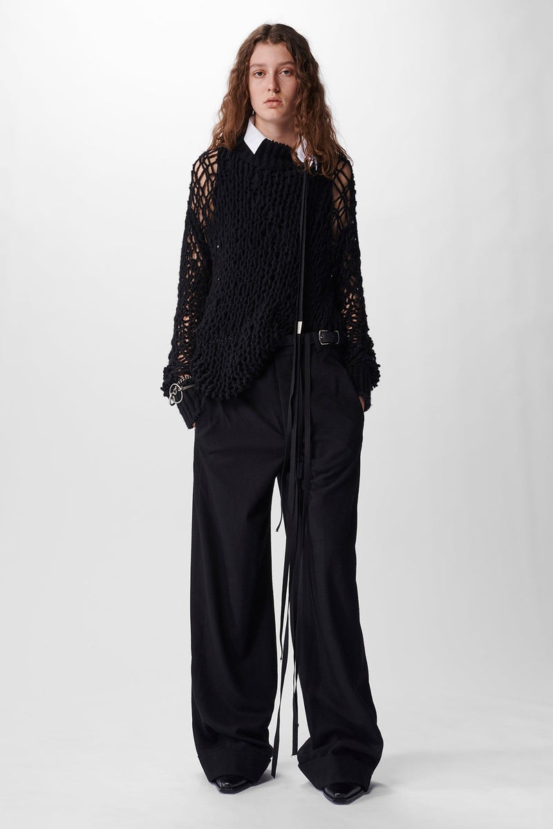 Leontine Knitted Mock Neck Open Stitch Jumper - 4