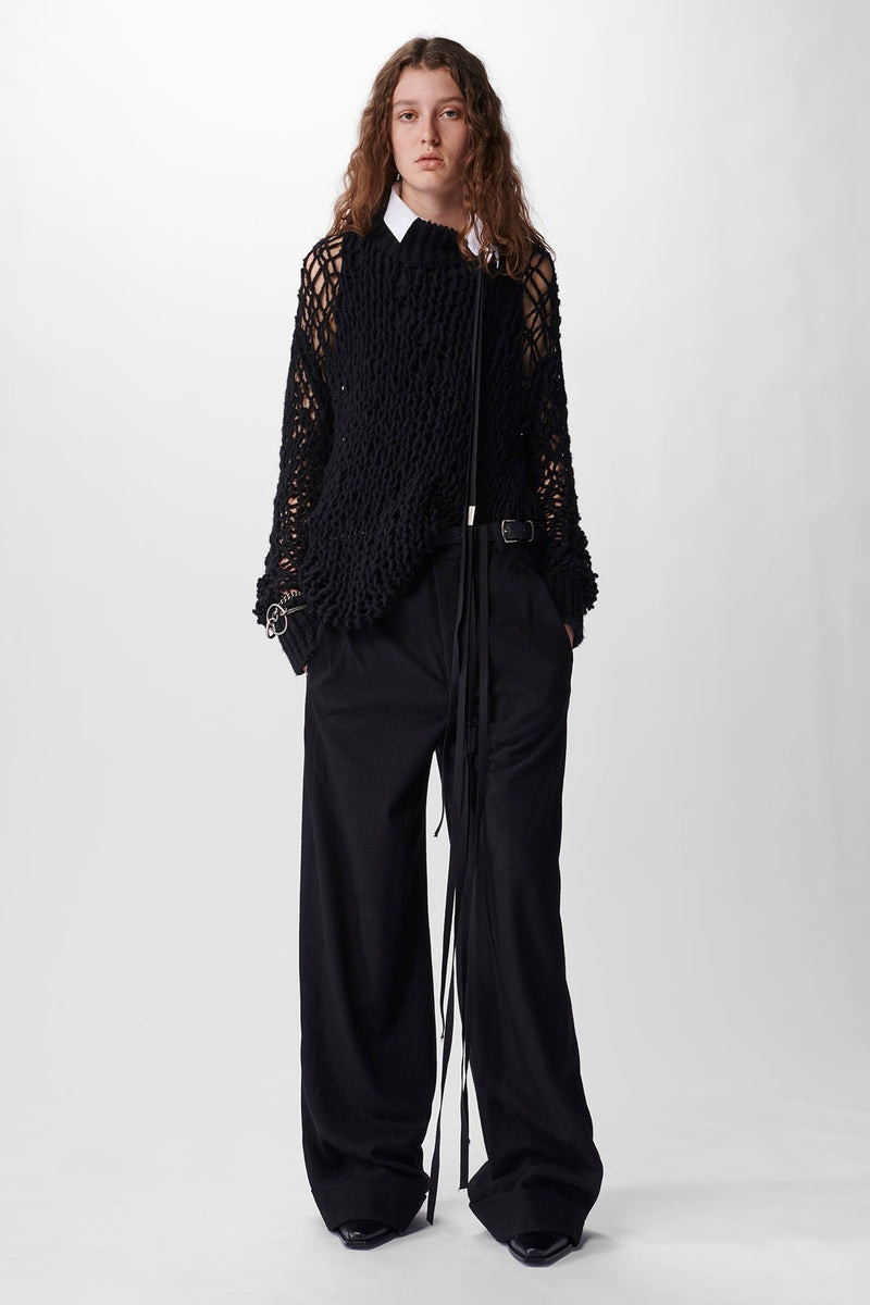 Leontine Knitted Mock Neck Open Stitch Jumper 4