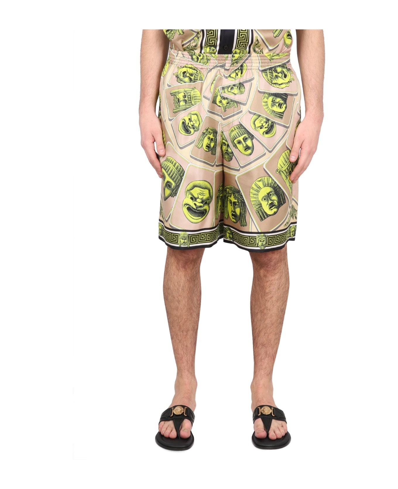 Twill Silk Shorts Masks Print Detail - 1