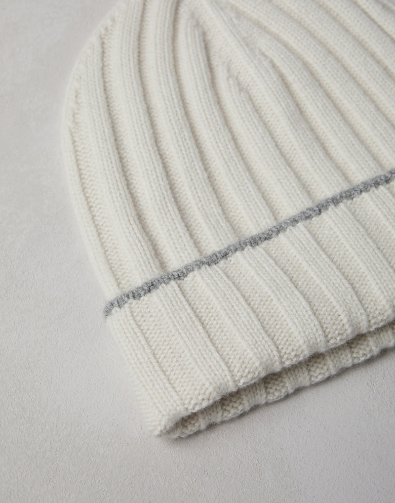 Brunello Cucinelli Cashmere rib knit beanie outlook
