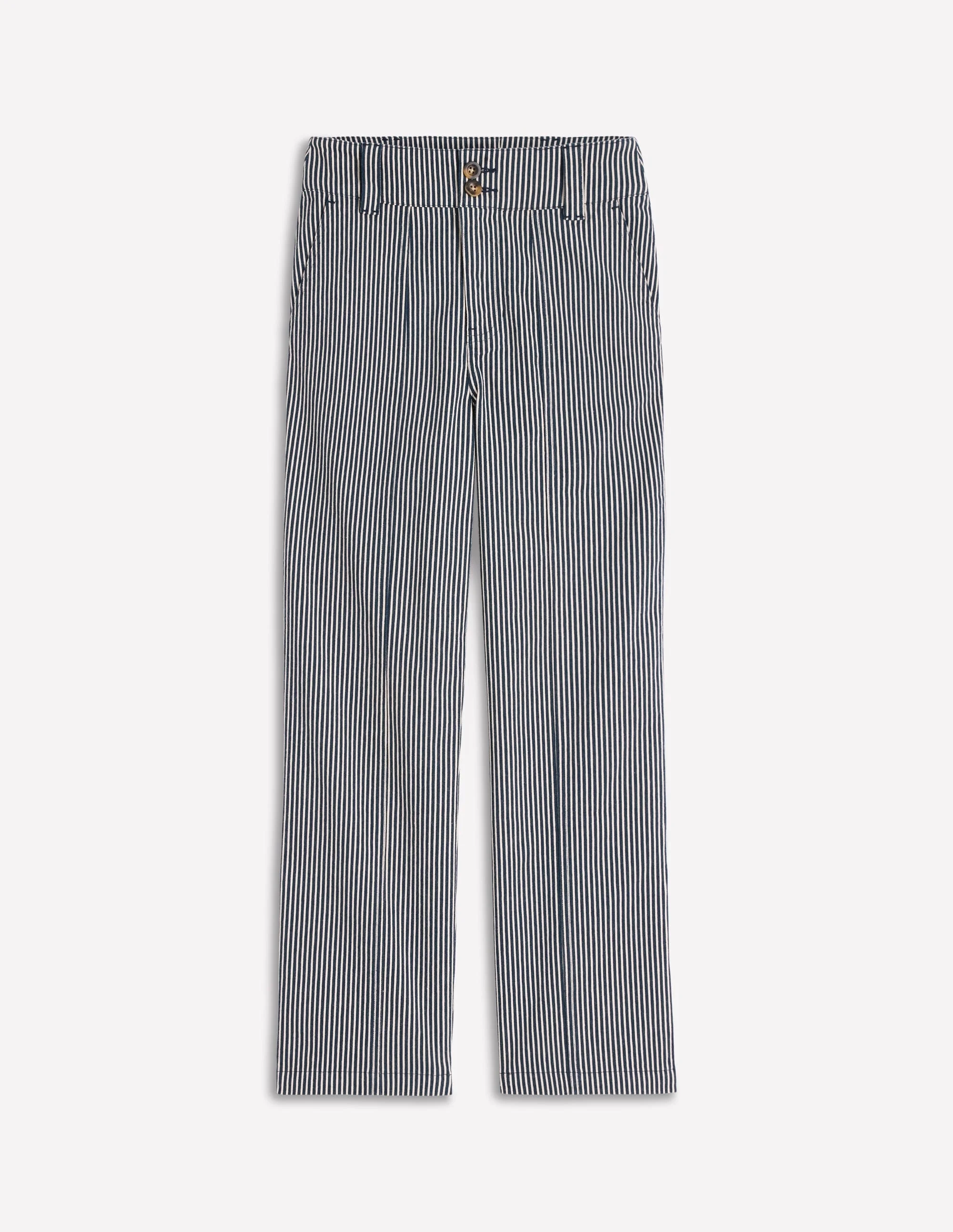 Straight Leg Chino Pants-Blue and Ivory Stripe - 1