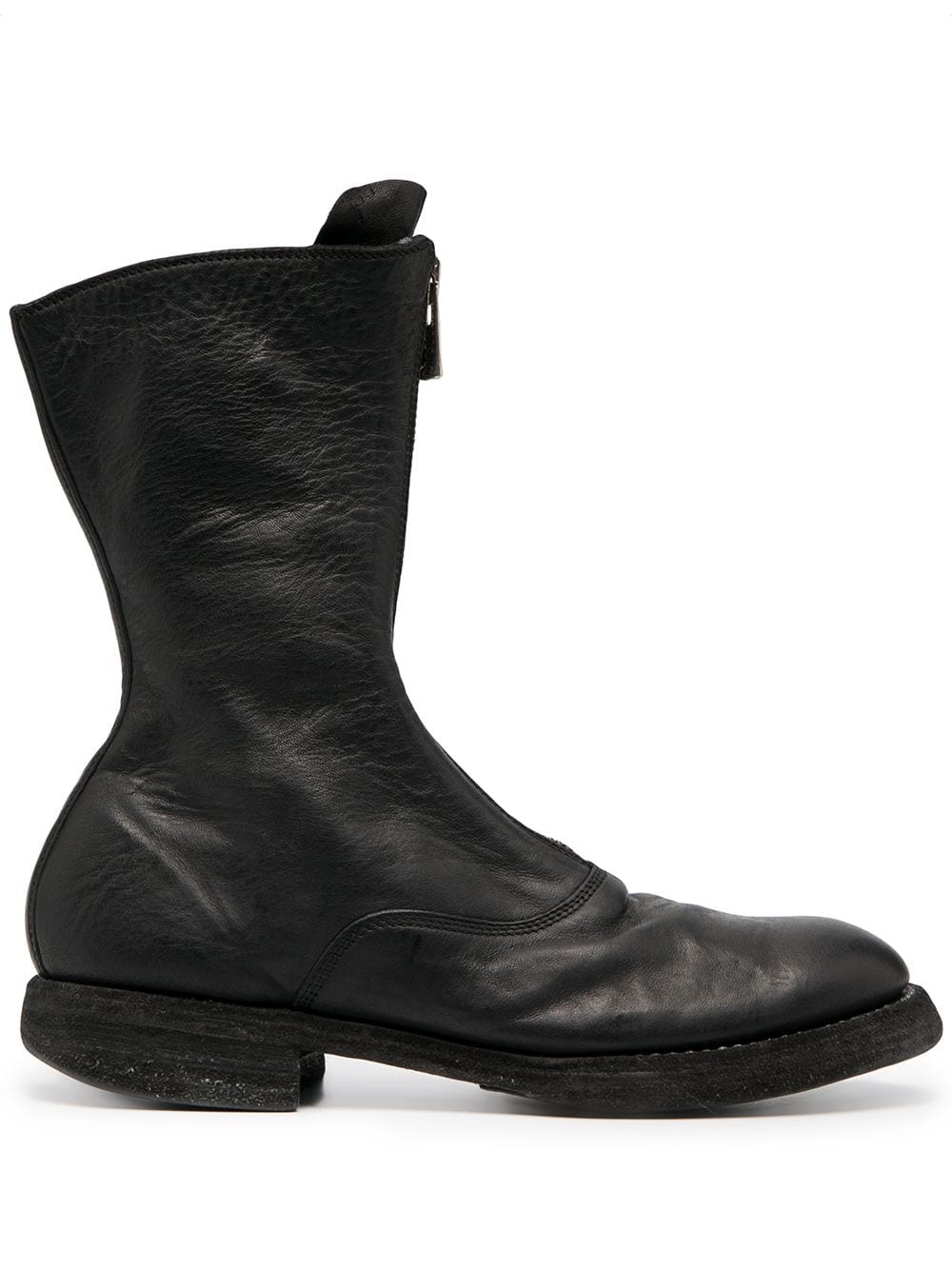 front zip leather army boots - 1