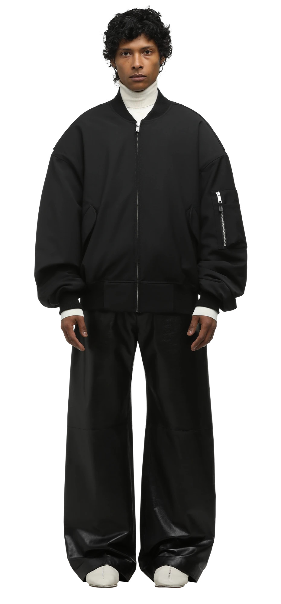LEATHER STRAIGHT LEG PANT BLACK - 3